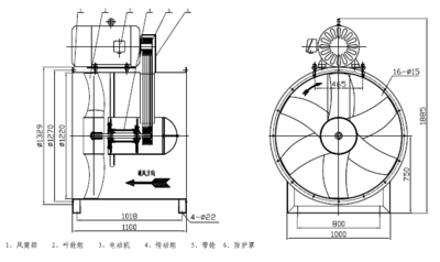 GD30K2-12No12C軸流風(fēng)機(jī)外形尺寸圖